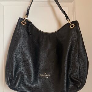 Kate Spade Black Hobo Bag with Gold Accents